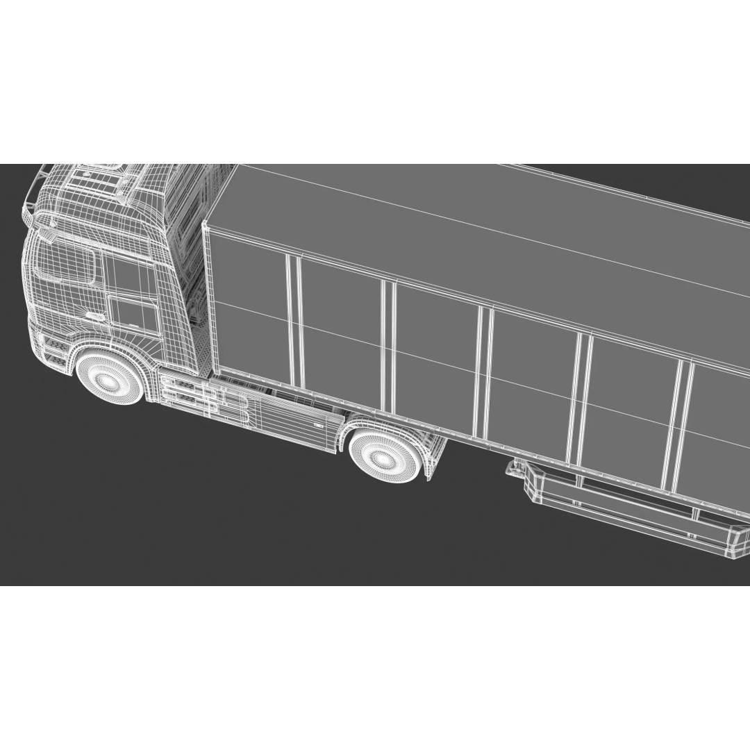 Mercedes-Benz eActros 600 3D Model – High-Poly Truck with Trailer, FBX - View 14