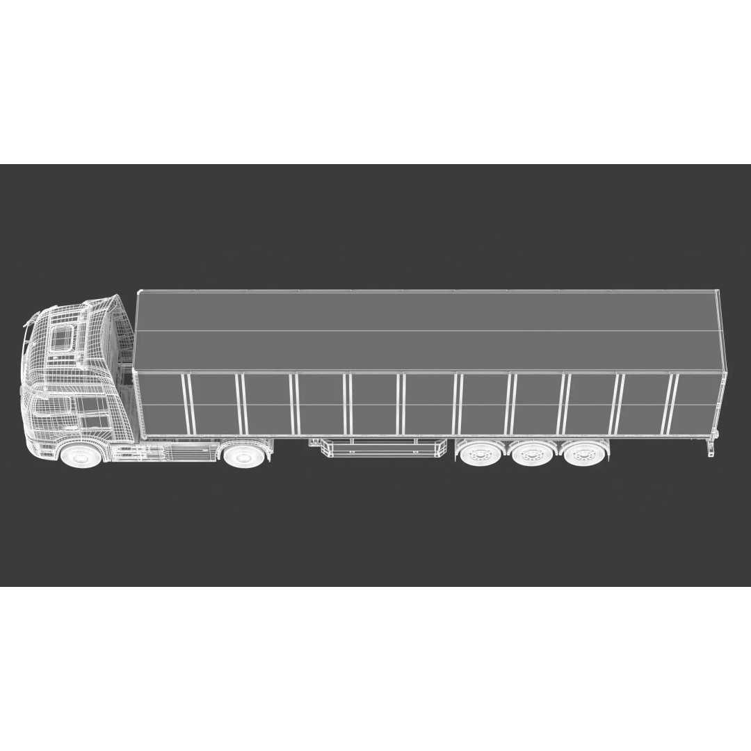 Mercedes-Benz eActros 600 3D Model – High-Poly Truck with Trailer, FBX - View 15
