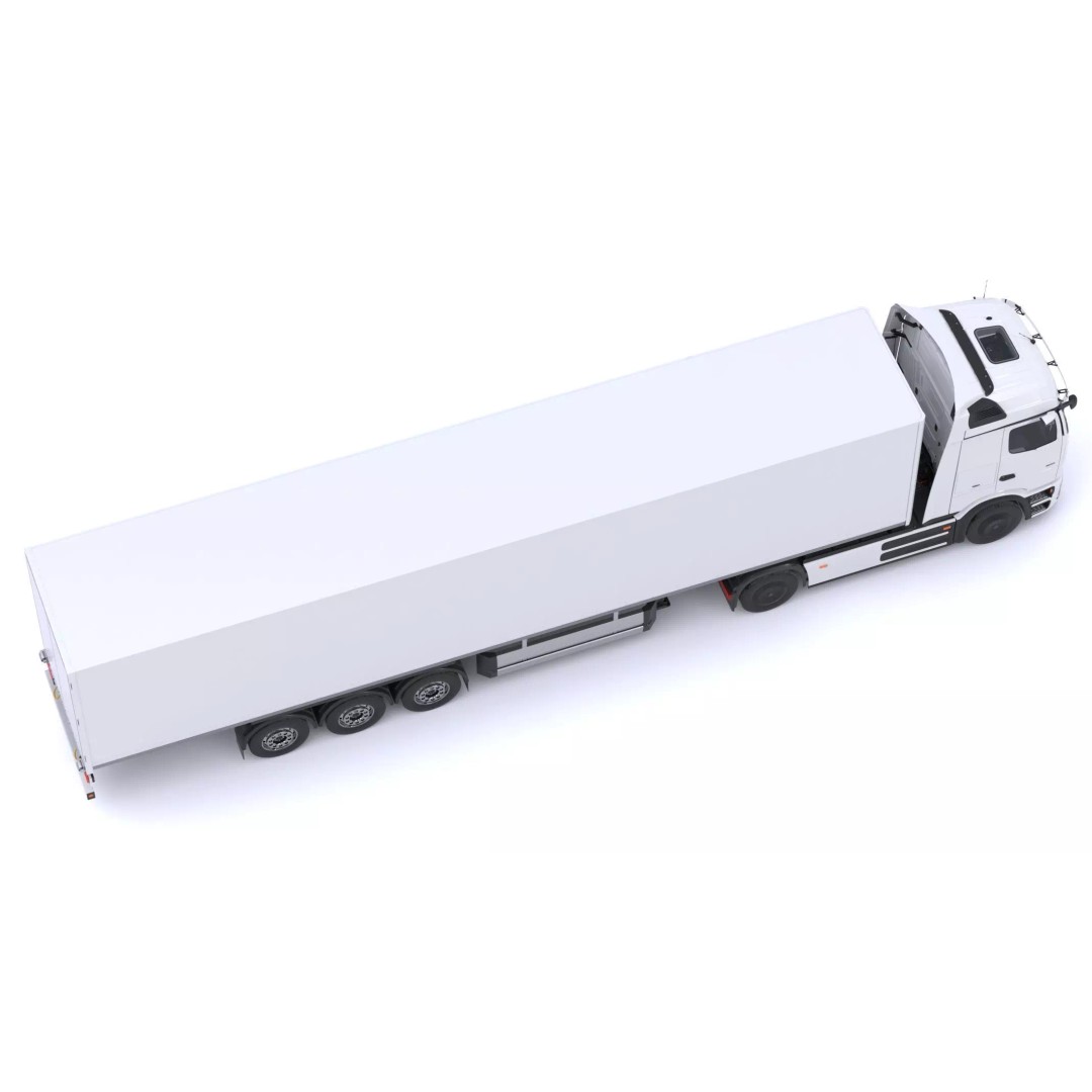 Mercedes-Benz eActros 600 3D Model – High-Poly Truck with Trailer, FBX - View 16