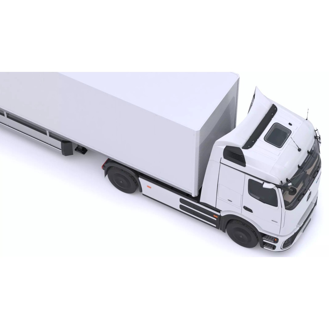 Mercedes-Benz eActros 600 3D Model – High-Poly Truck with Trailer, FBX - View 20