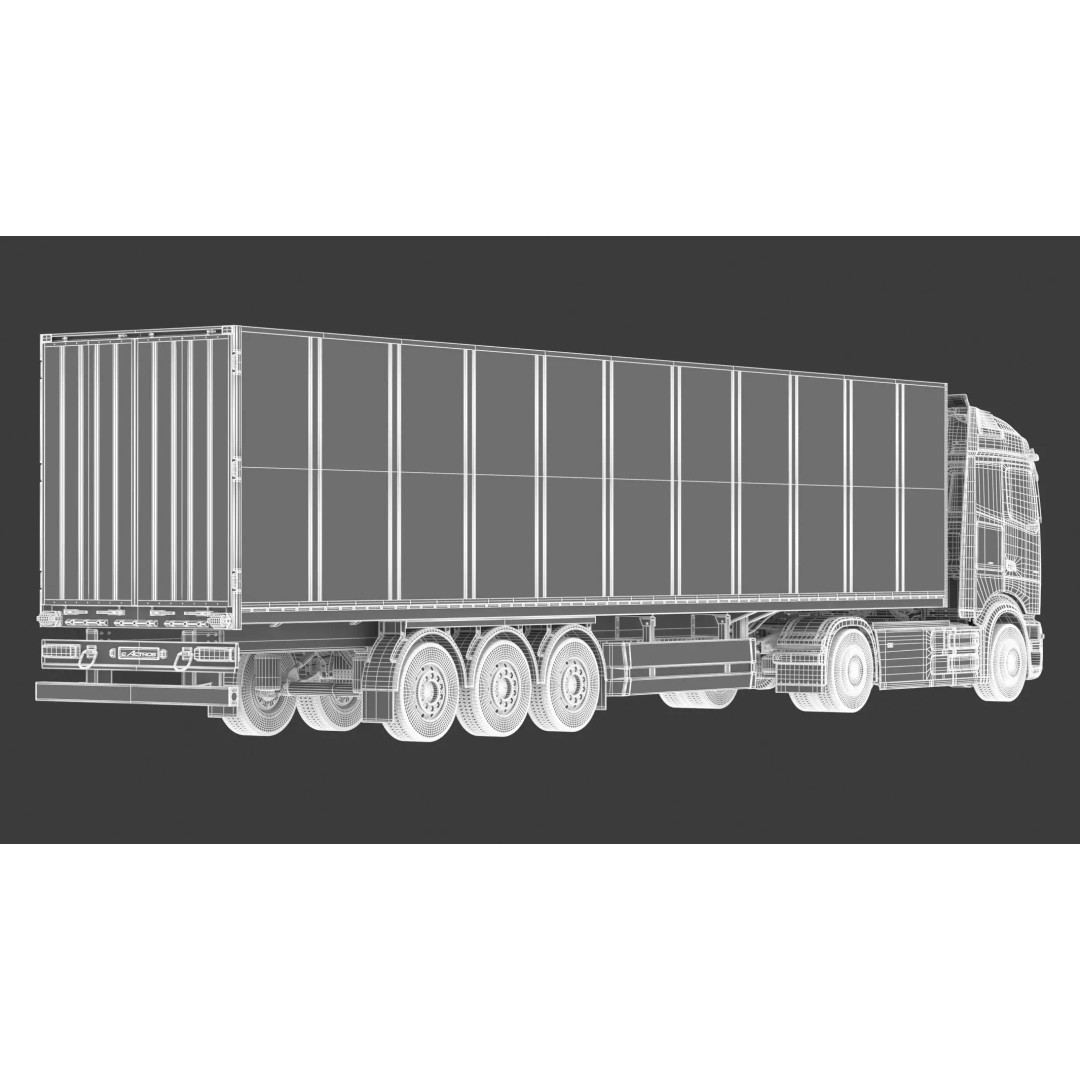 Mercedes-Benz eActros 600 3D Model – High-Poly Truck with Trailer, FBX - View 22