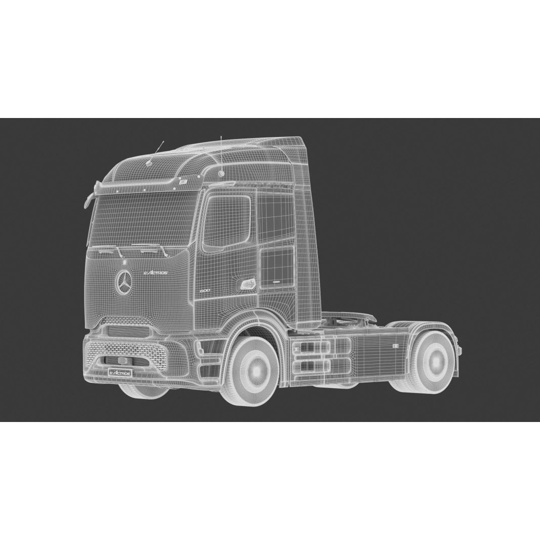 Mercedes-Benz eActros 600 3D Model – High-Poly Truck with Trailer, FBX - View 25
