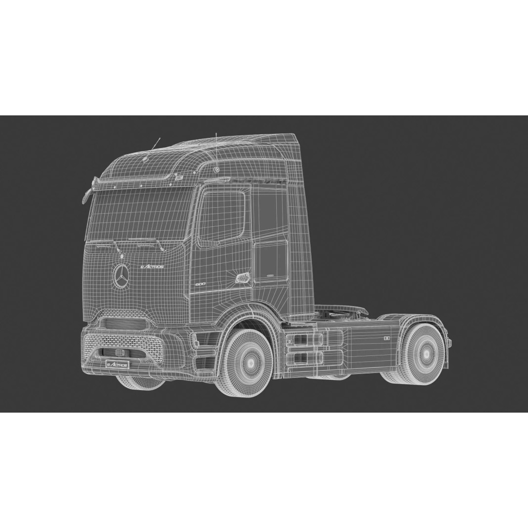 Mercedes-Benz eActros 600 3D Model – High-Poly Truck with Trailer, FBX - View 26