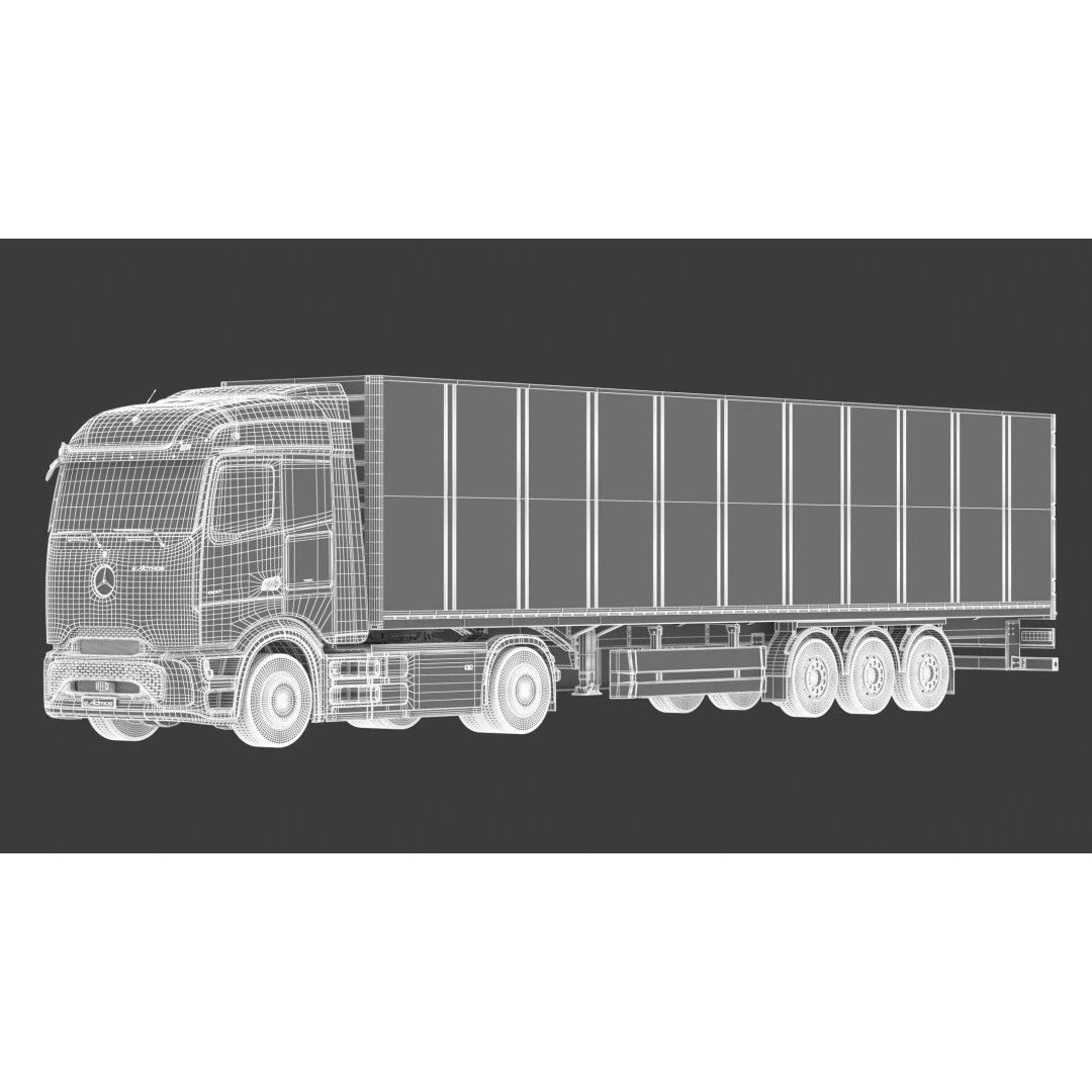 Mercedes-Benz eActros 600 3D Model – High-Poly Truck with Trailer, FBX - View 31