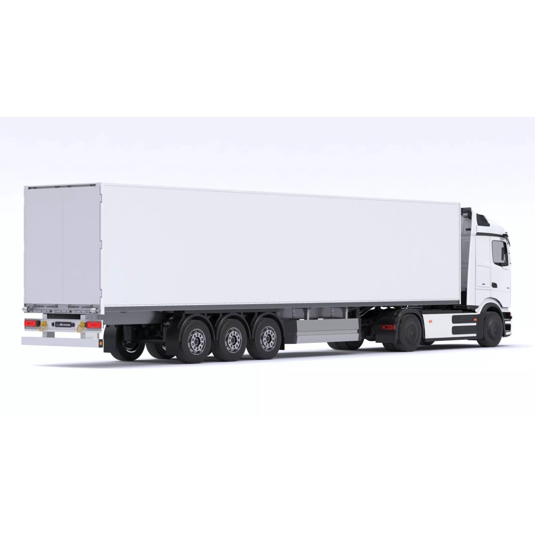 Mercedes-Benz eActros 600 3D Model – High-Poly Truck with Trailer, FBX - View 34