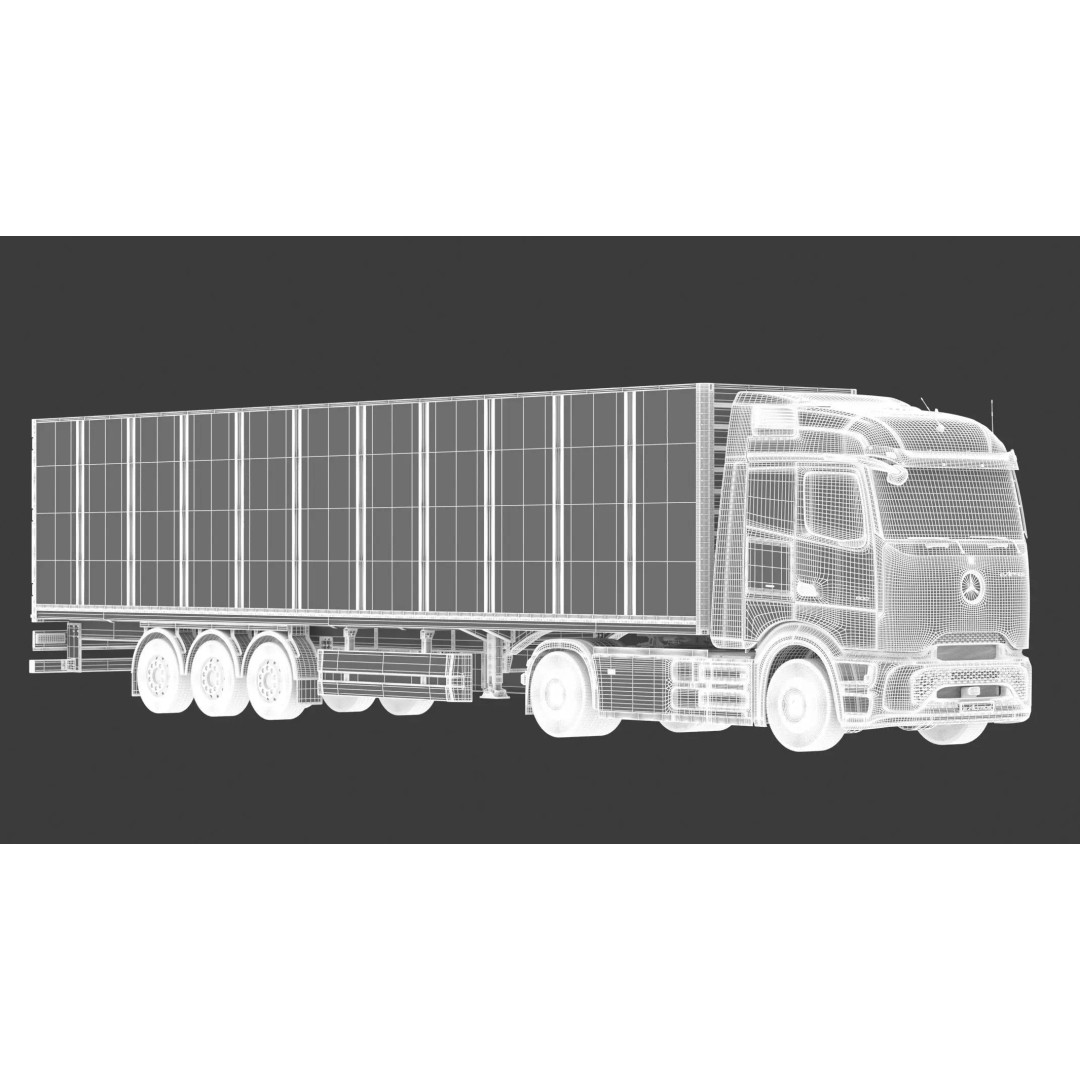 Mercedes-Benz eActros 600 3D Model – High-Poly Truck with Trailer, FBX - View 5