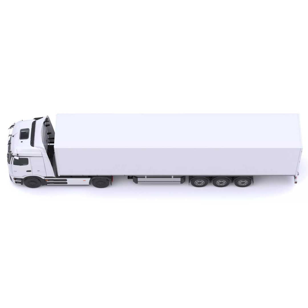 Mercedes-Benz eActros 600 3D Model – High-Poly Truck with Trailer, FBX - View 6