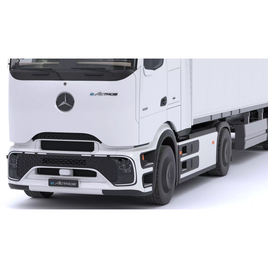 Mercedes-Benz eActros 600 3D Model – High-Poly Truck with Trailer, FBX - View 7