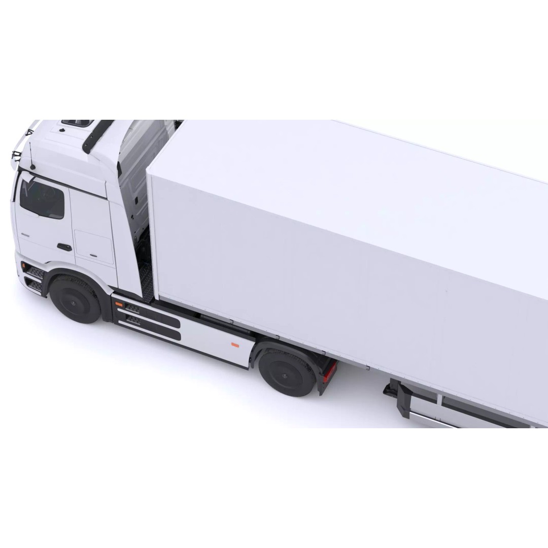 Mercedes-Benz eActros 600 3D Model – High-Poly Truck with Trailer, FBX - View 8