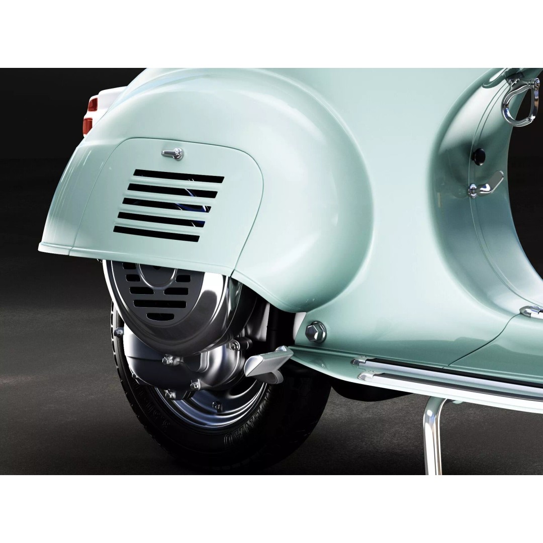 1963 Vespa 50 3D Model – High Poly Retro Motorcycle Asset, FBX, OBJ - View 14