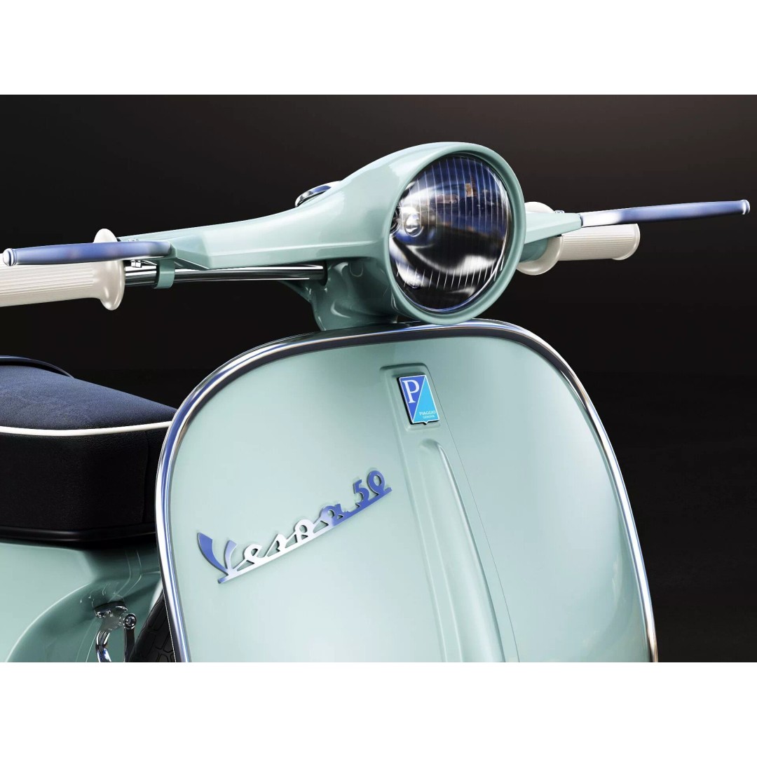 1963 Vespa 50 3D Model – High Poly Retro Motorcycle Asset, FBX, OBJ - View 15