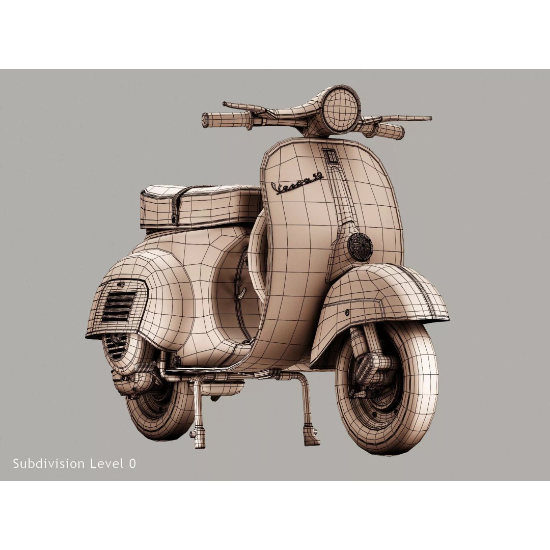1963 Vespa 50 3D Model – High Poly Retro Motorcycle Asset, FBX, OBJ - View 18