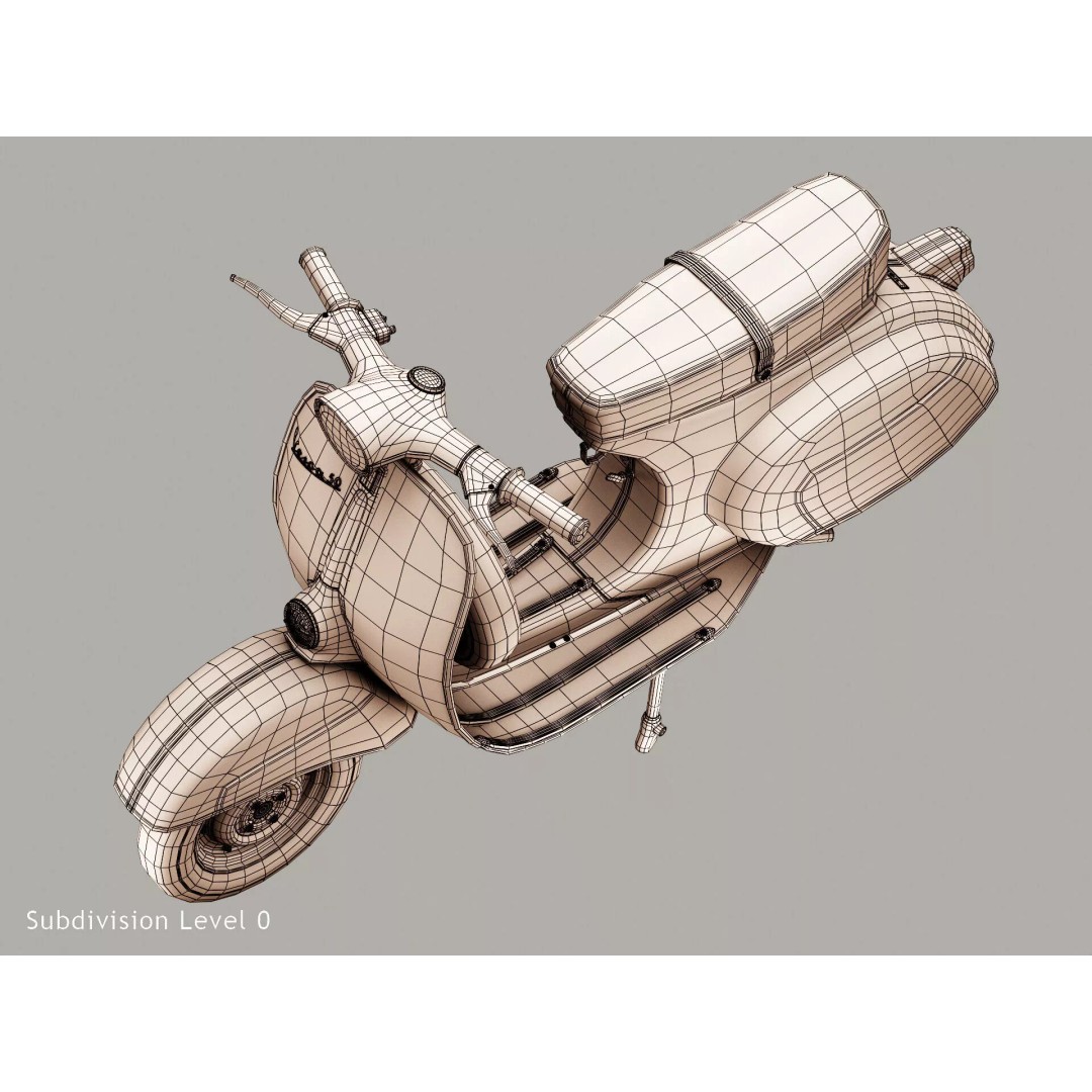 1963 Vespa 50 3D Model – High Poly Retro Motorcycle Asset, FBX, OBJ - View 20