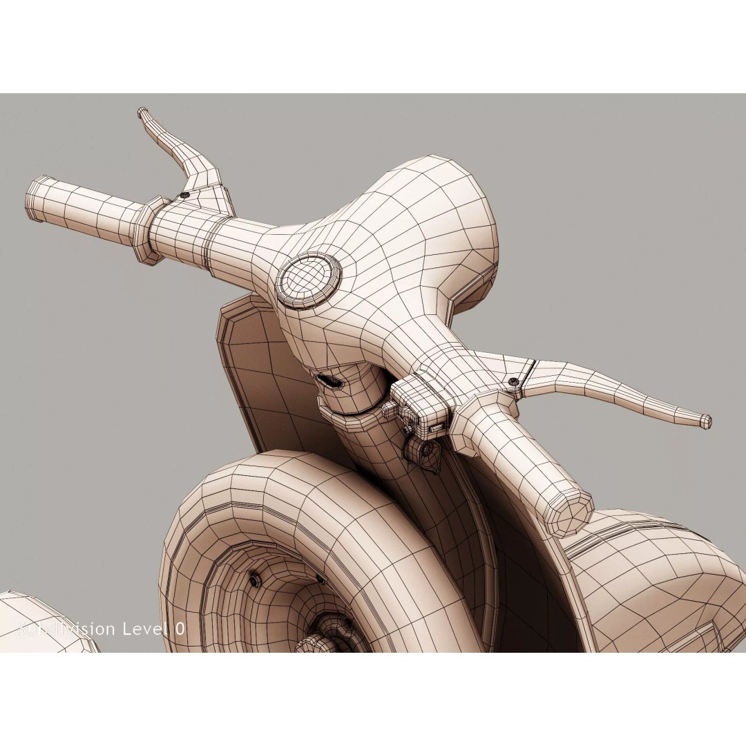 1963 Vespa 50 3D Model – High Poly Retro Motorcycle Asset, FBX, OBJ - View 21