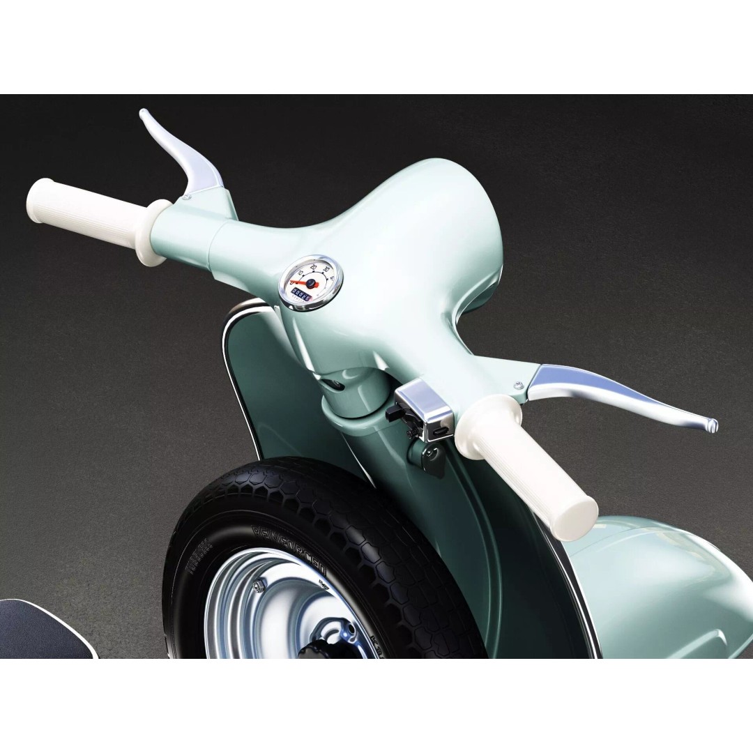 1963 Vespa 50 3D Model – High Poly Retro Motorcycle Asset, FBX, OBJ - View 3