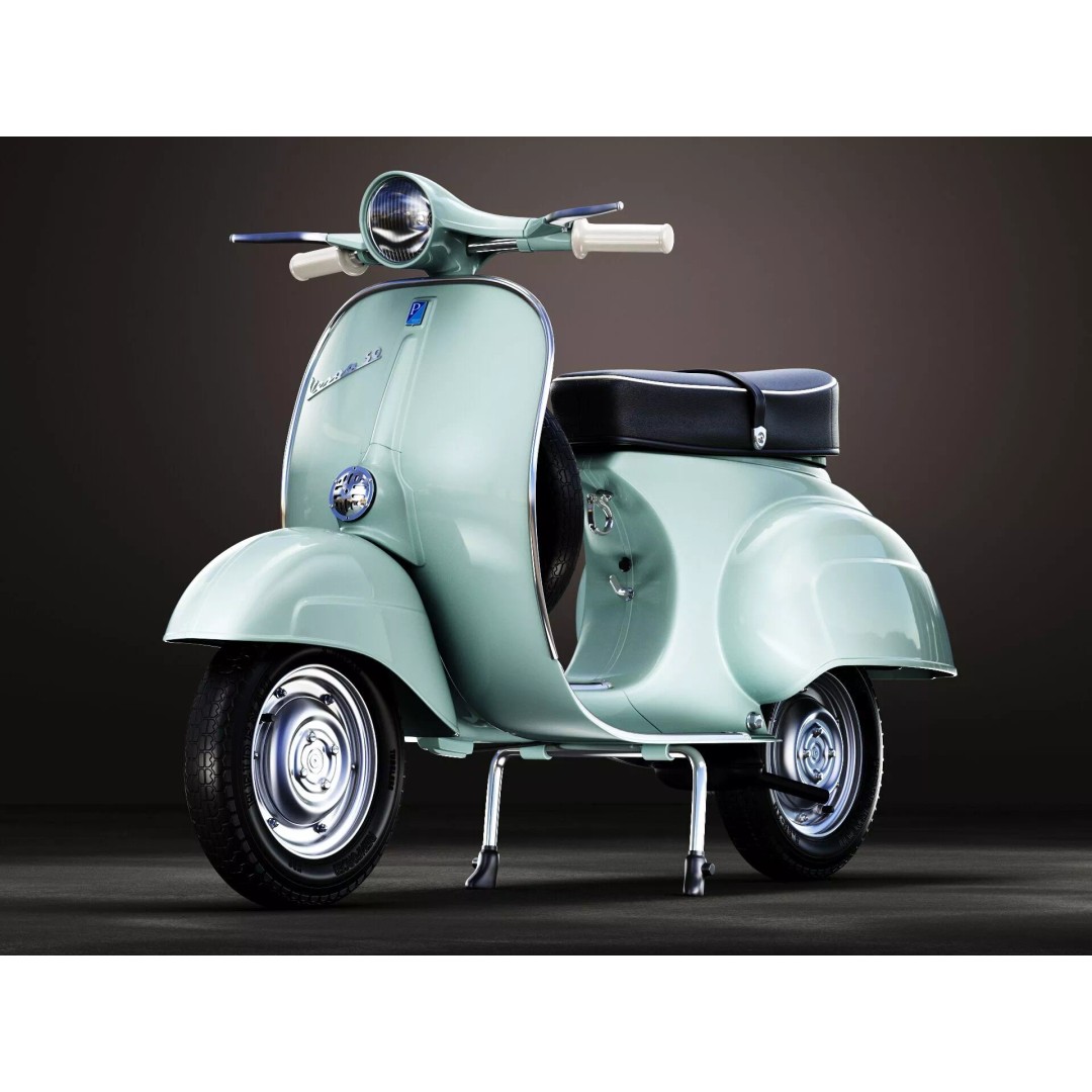 1963 Vespa 50 3D Model – High Poly Retro Motorcycle Asset, FBX, OBJ - View 7