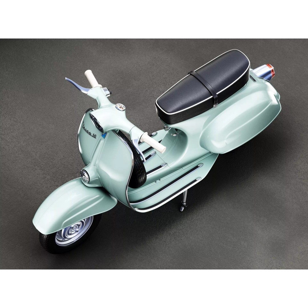 1963 Vespa 50 3D Model – High Poly Retro Motorcycle Asset, FBX, OBJ - View 8