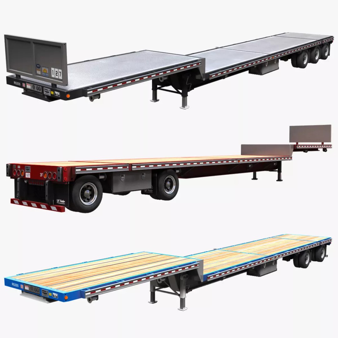 Dropdeck Trailer 3D Model – Low Poly Game Ready Asset, PBR Textures - View 2