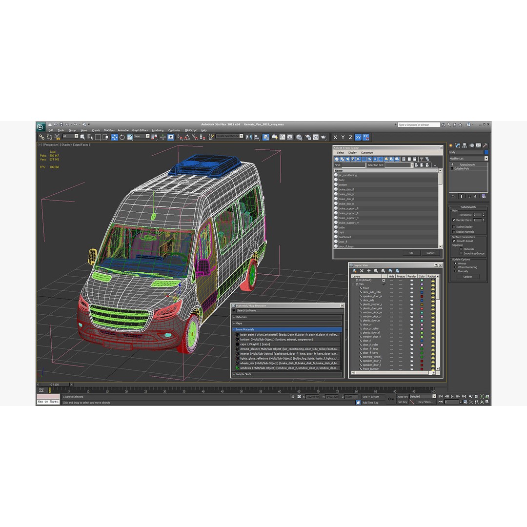 Generic Van 3D Model – High Poly Commercial Vehicle, FBX, OBJ - View 30