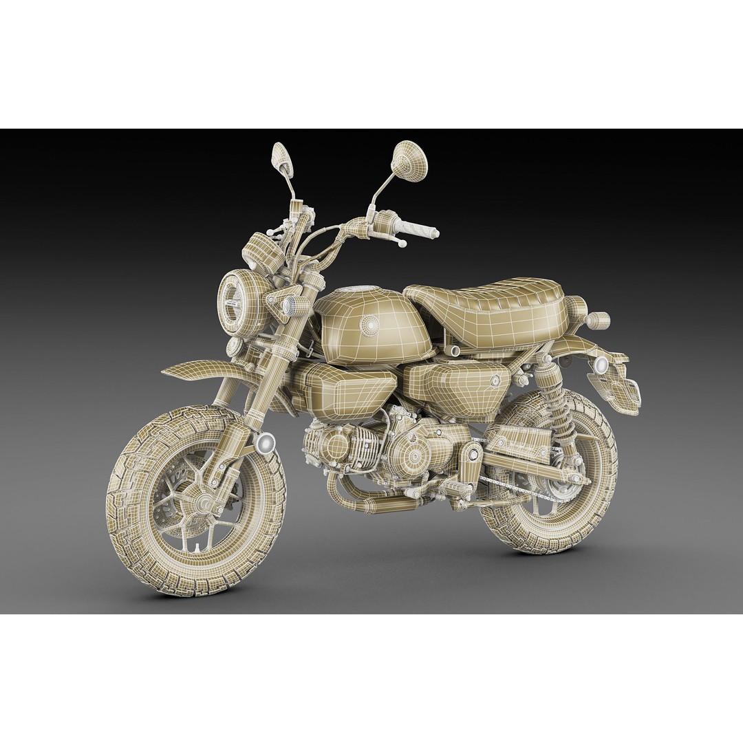 Honda Monkey 125 3D Model – Vintage Motorcycle Asset, FBX, OBJ, Blender - View 30