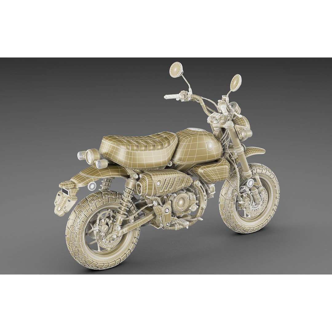 Honda Monkey 125 3D Model – Vintage Motorcycle Asset, FBX, OBJ, Blender - View 31
