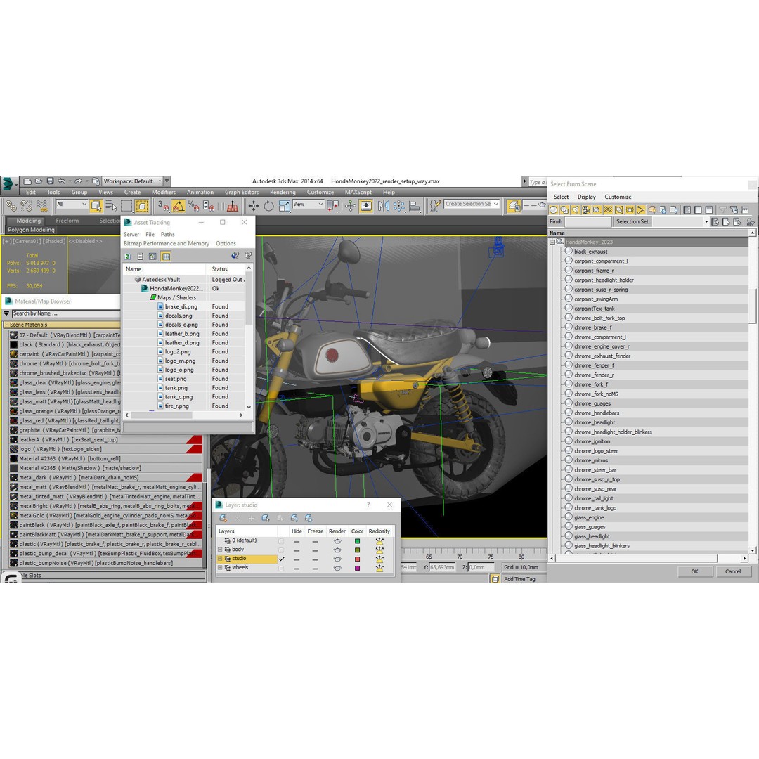 Honda Monkey 125 3D Model – Vintage Motorcycle Asset, FBX, OBJ, Blender - View 32