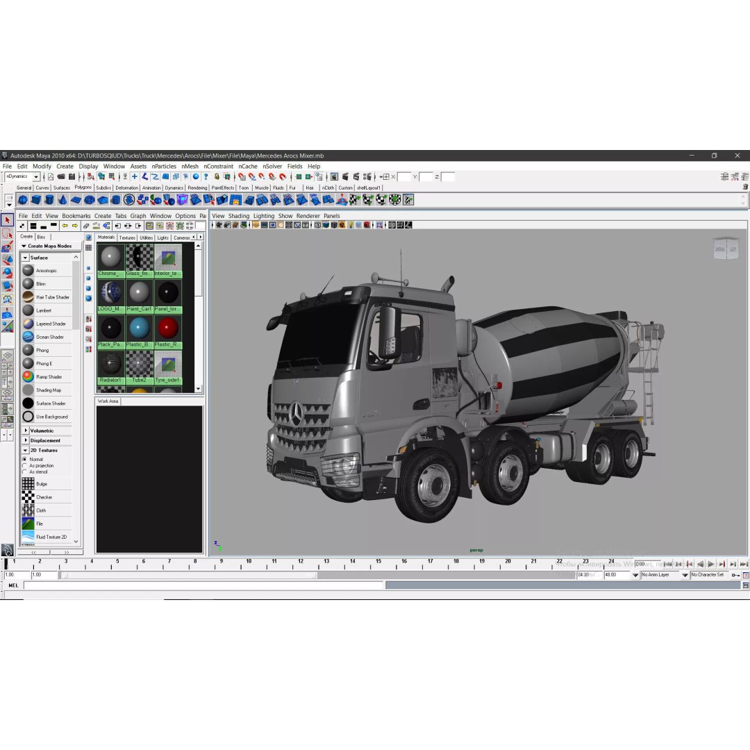 Mercedes-Benz Arocs Mixer 3D Model – High Poly Vehicle Asset, FBX, OBJ
