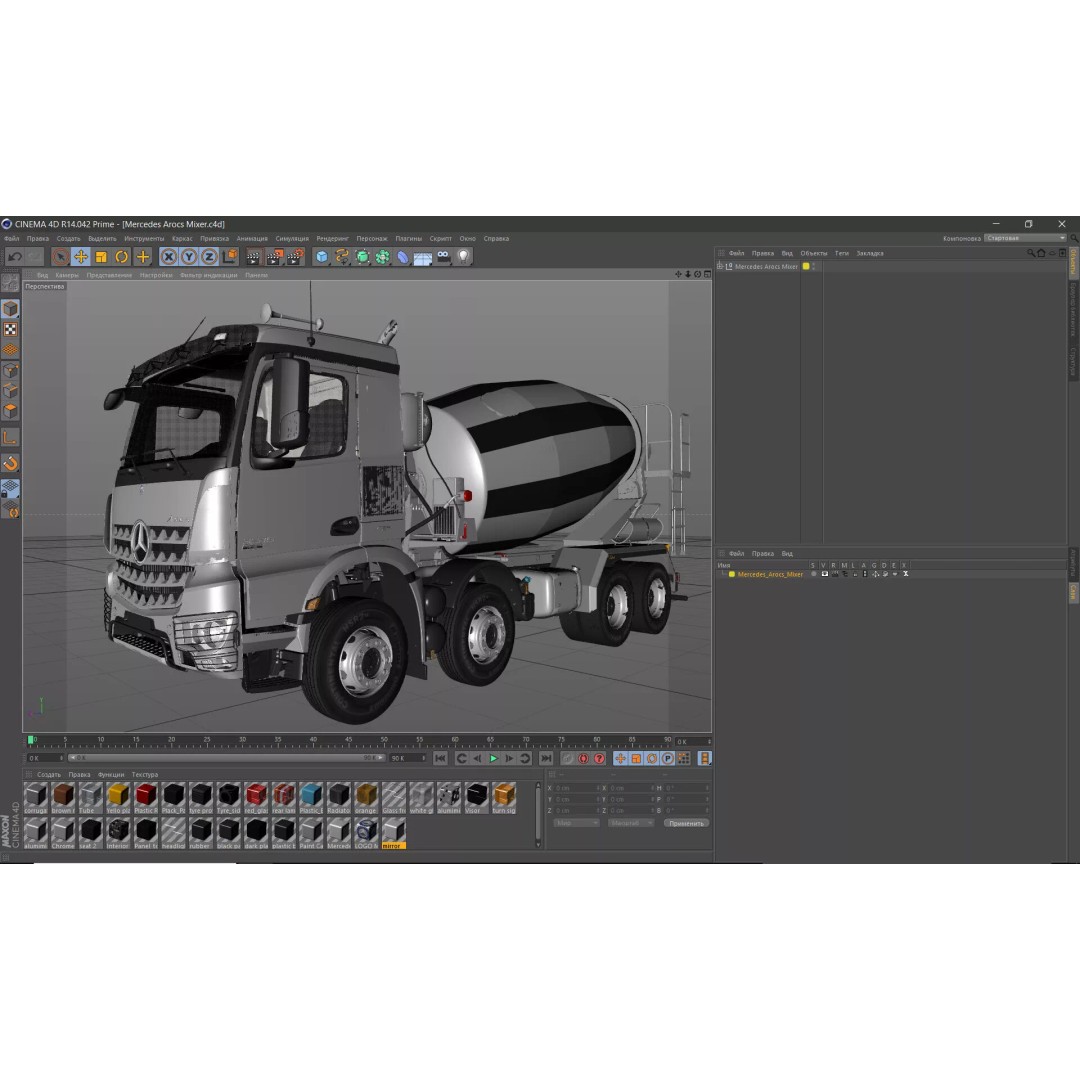 Mercedes-Benz Arocs Mixer 3D Model – High Poly Vehicle Asset, FBX, OBJ - View 17
