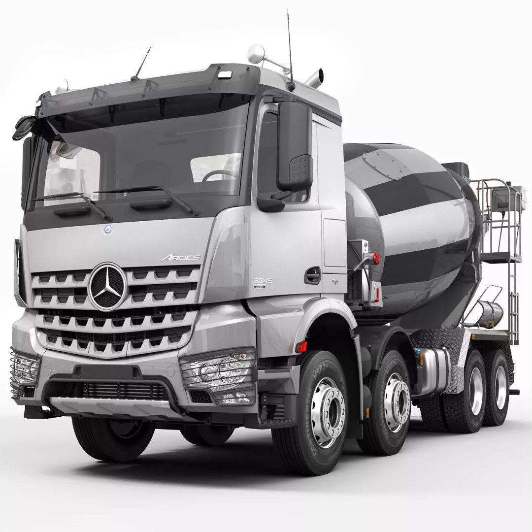 Mercedes-Benz Arocs Mixer 3D Model – High Poly Vehicle Asset, FBX, OBJ - View 3