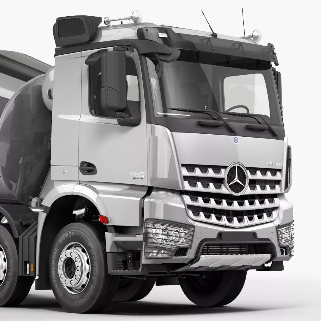 Mercedes-Benz Arocs Mixer 3D Model – High Poly Vehicle Asset, FBX, OBJ - View 4