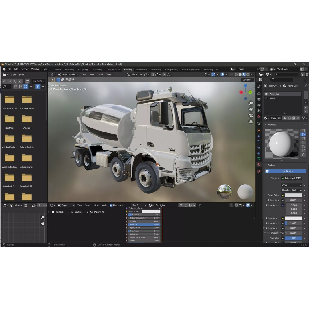 Mercedes-Benz Arocs Mixer 3D Model – High Poly Vehicle Asset, FBX, OBJ - View 7