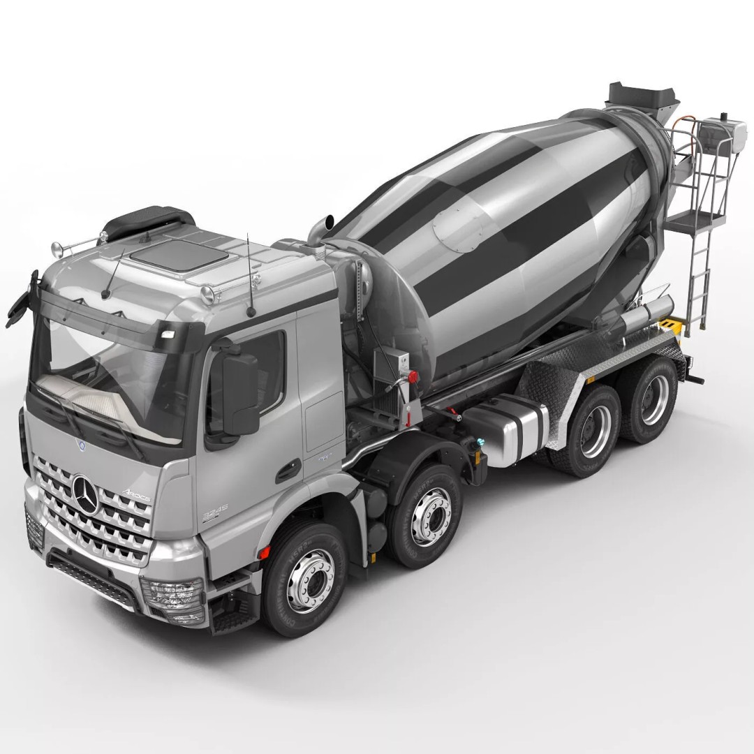 Mercedes-Benz Arocs Mixer 3D Model – High Poly Vehicle Asset, FBX, OBJ - View 8