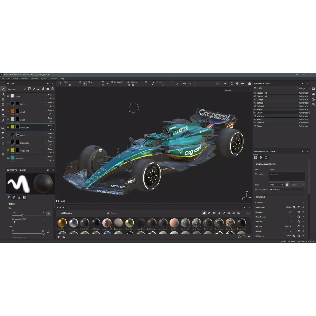 Aston Martin AMR23 3D Model – High Poly Racing Car, FBX, PBR Textures - View 19