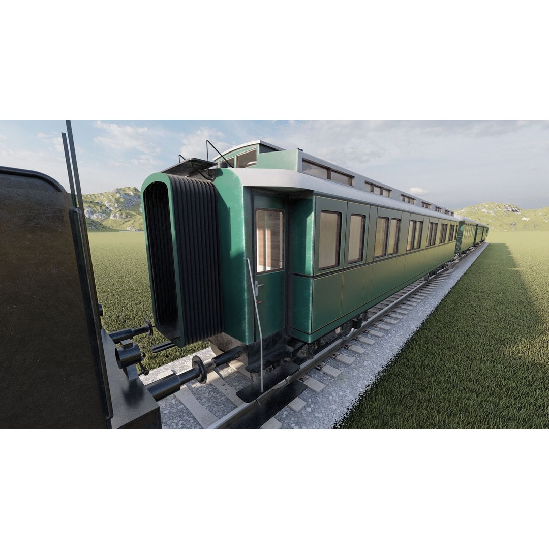 Vintage Steam Train 3D Model – Detailed Retro Rail Asset, FBX & OBJ - View 11