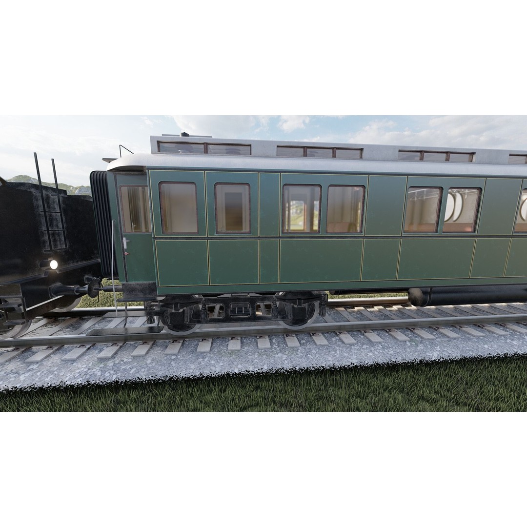 Vintage Steam Train 3D Model – Detailed Retro Rail Asset, FBX & OBJ - View 12