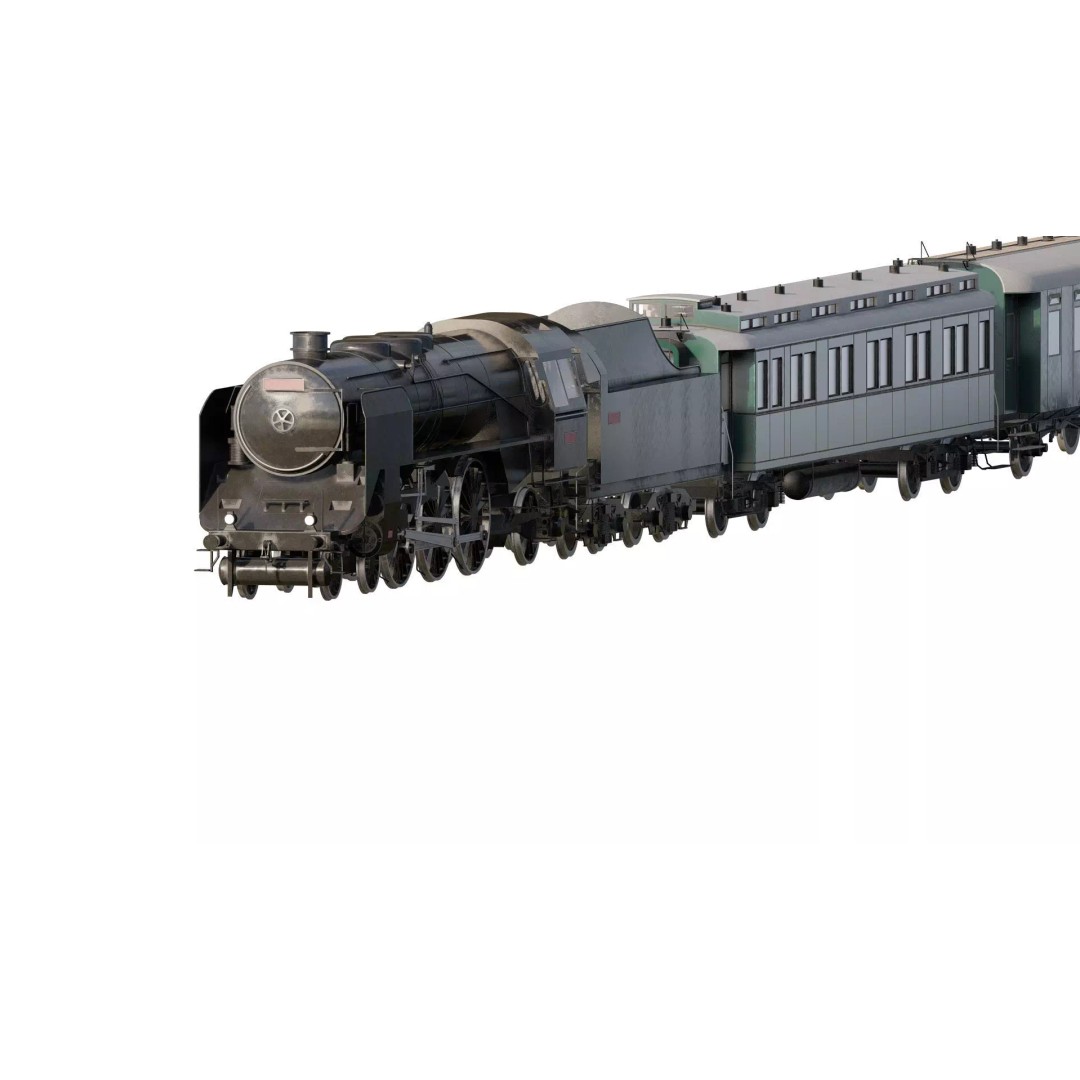 Vintage Steam Train 3D Model – Detailed Retro Rail Asset, FBX & OBJ - View 2