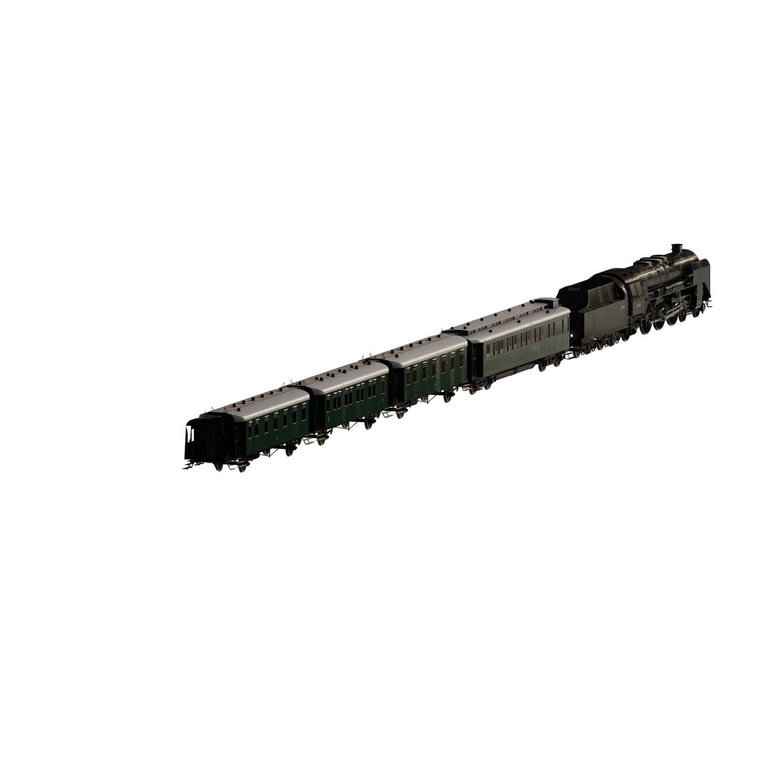 Vintage Steam Train 3D Model – Detailed Retro Rail Asset, FBX & OBJ - View 5