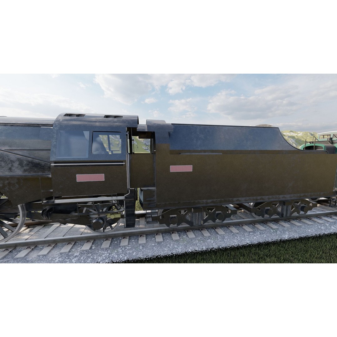 Vintage Steam Train 3D Model – Detailed Retro Rail Asset, FBX & OBJ - View 9