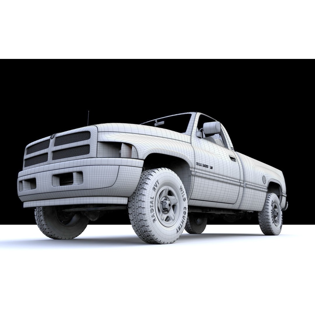 Dodge RAM 1500 V8 Single Cab 3D Model – High Poly Truck Asset, FBX
