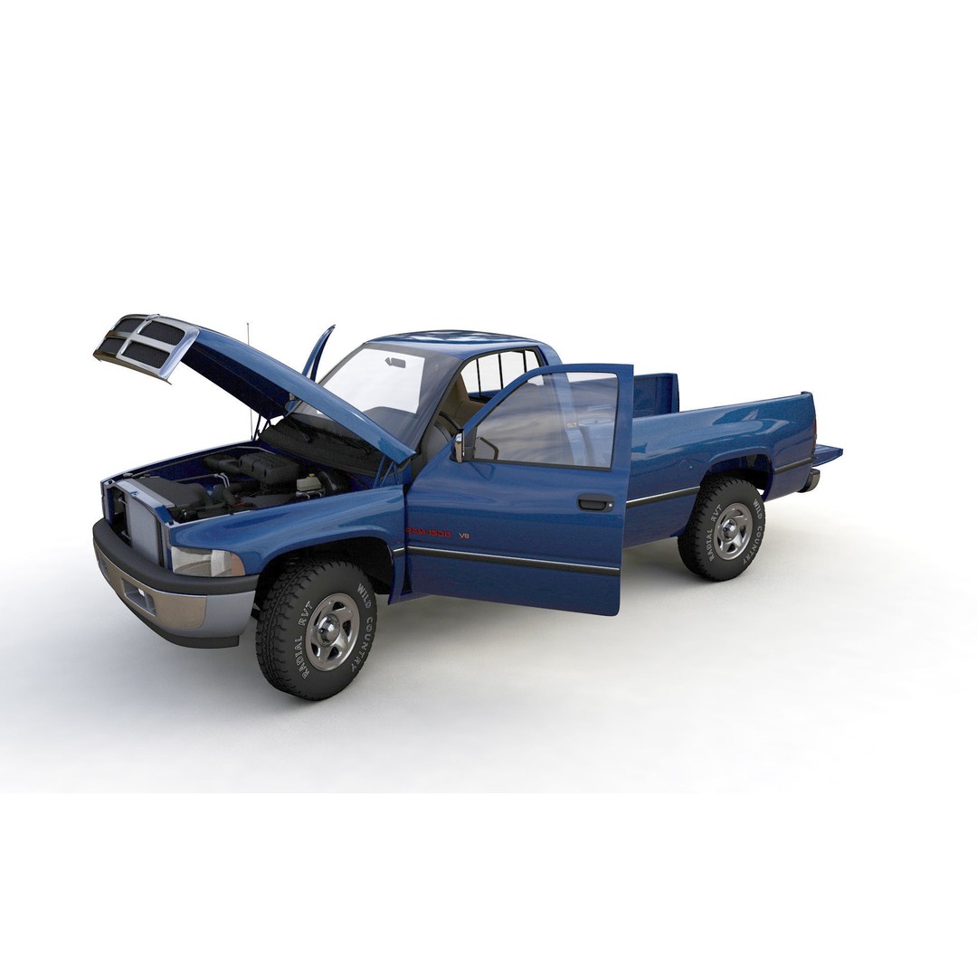 Dodge RAM 1500 V8 Single Cab 3D Model – High Poly Truck Asset, FBX - View 13