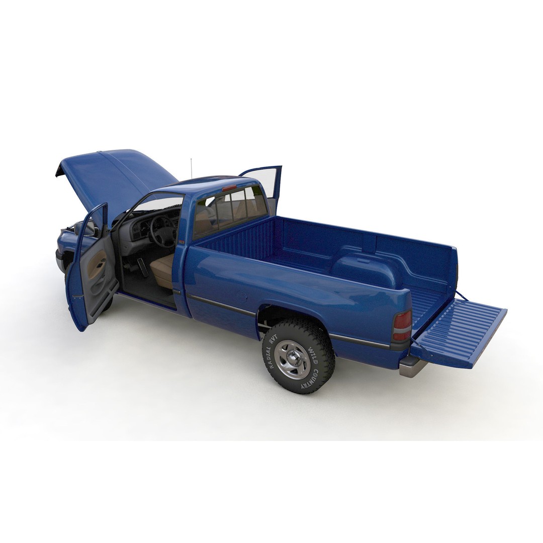 Dodge RAM 1500 V8 Single Cab 3D Model – High Poly Truck Asset, FBX - View 14