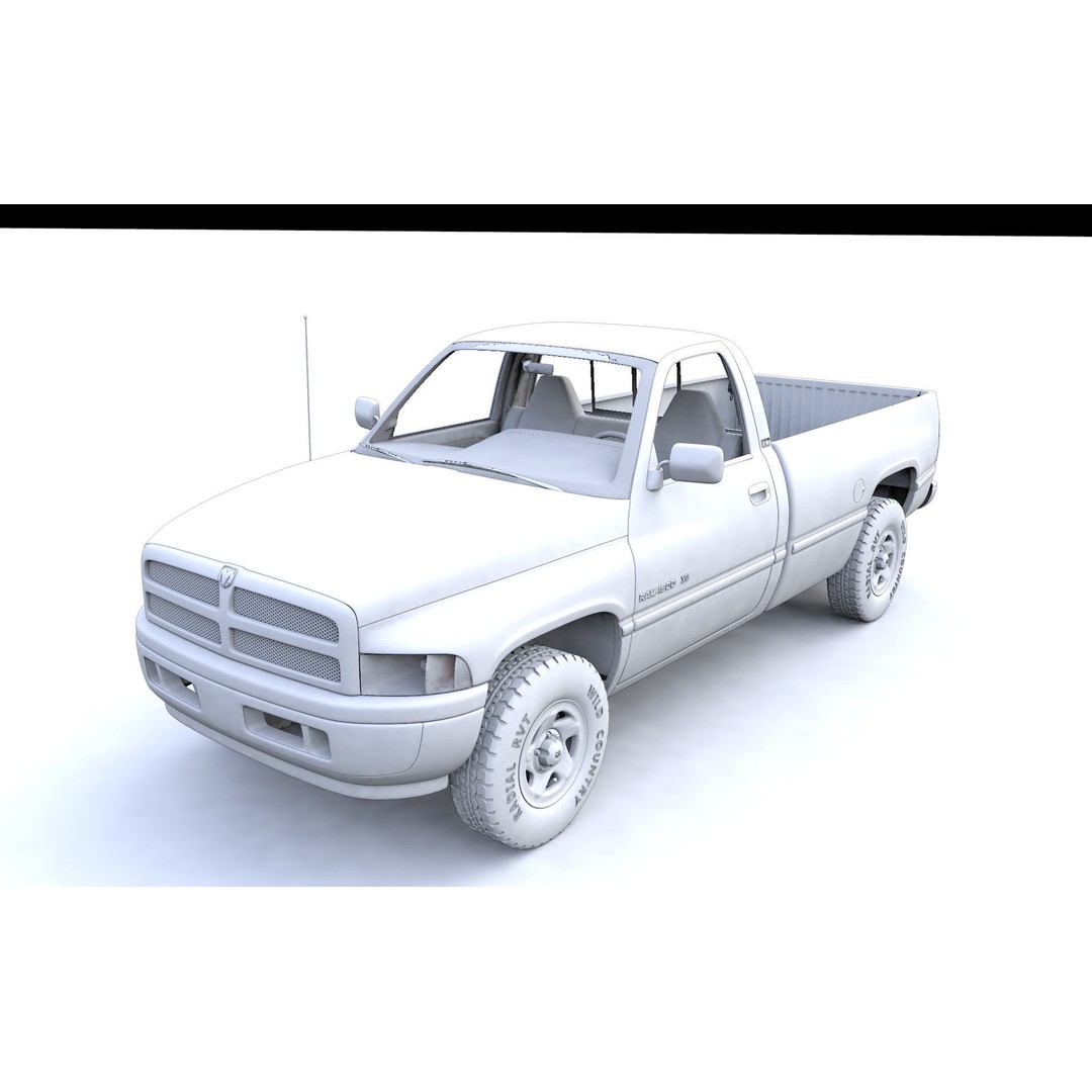 Dodge RAM 1500 V8 Single Cab 3D Model – High Poly Truck Asset, FBX - View 26