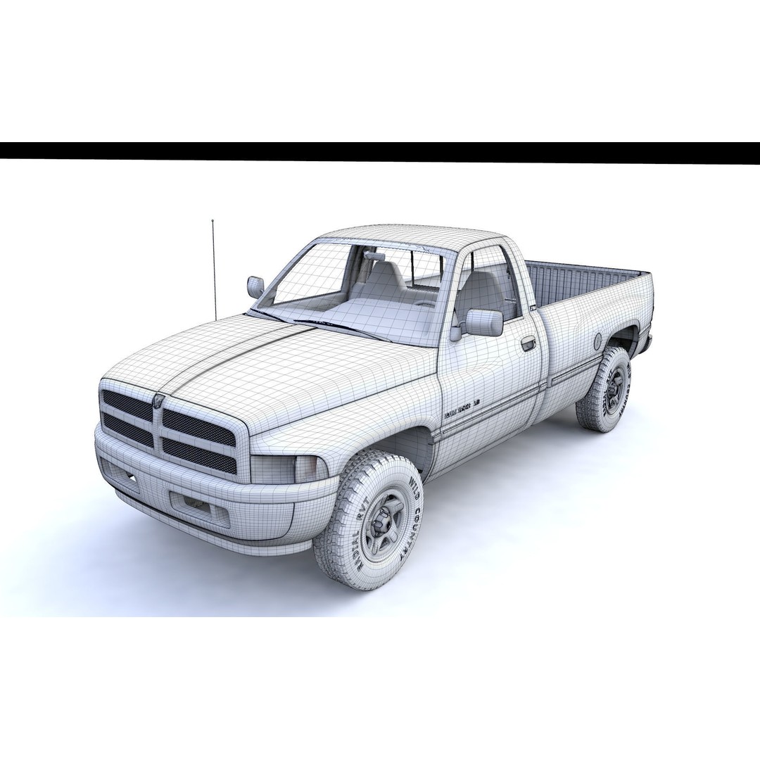 Dodge RAM 1500 V8 Single Cab 3D Model – High Poly Truck Asset, FBX - View 27