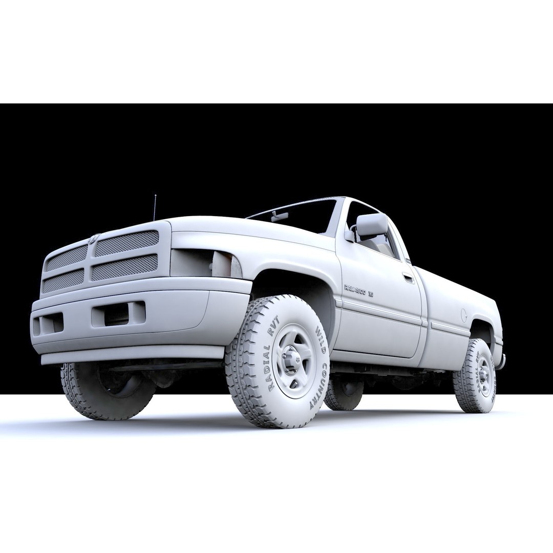 Dodge RAM 1500 V8 Single Cab 3D Model – High Poly Truck Asset, FBX - View 28
