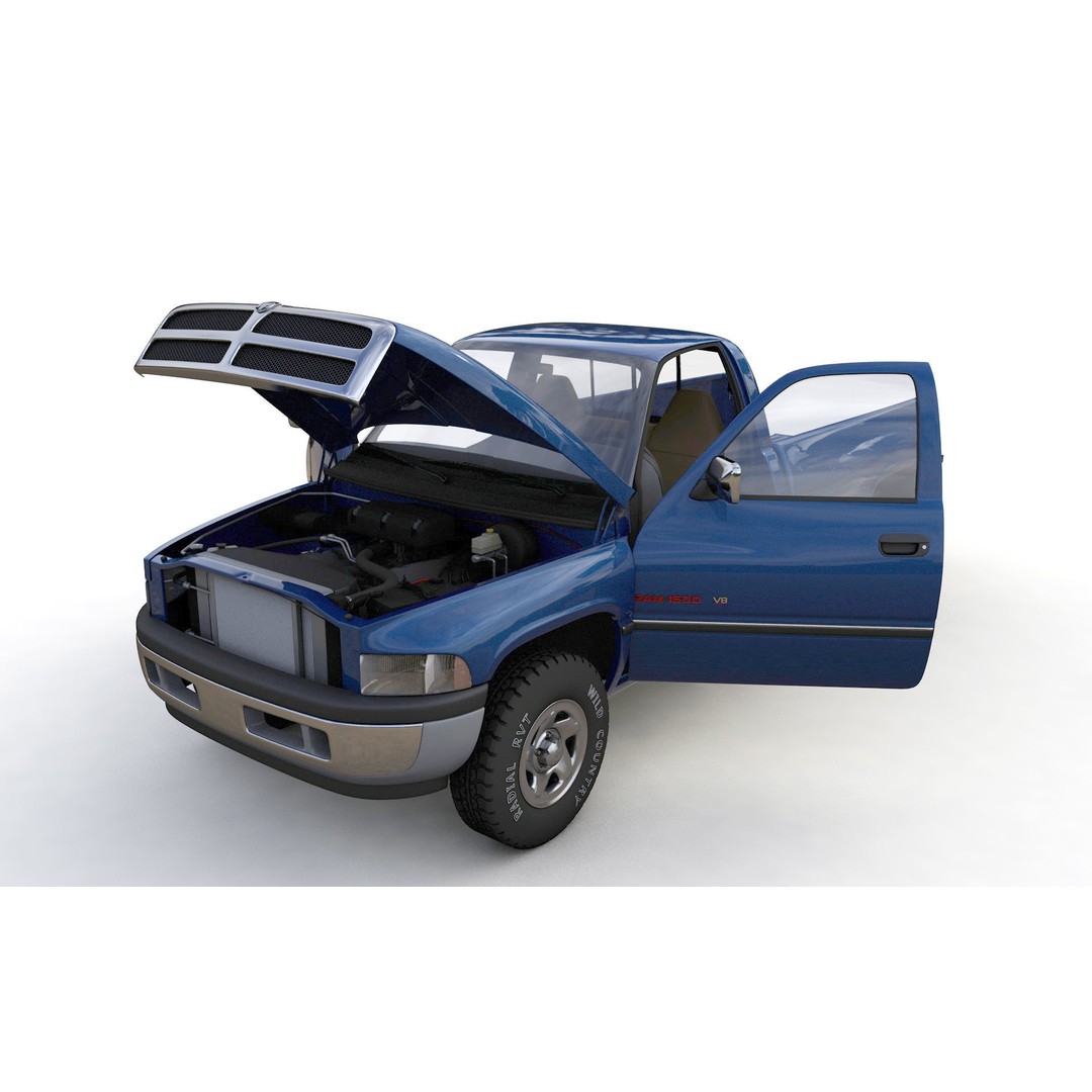 Dodge RAM 1500 V8 Single Cab 3D Model – High Poly Truck Asset, FBX - View 3