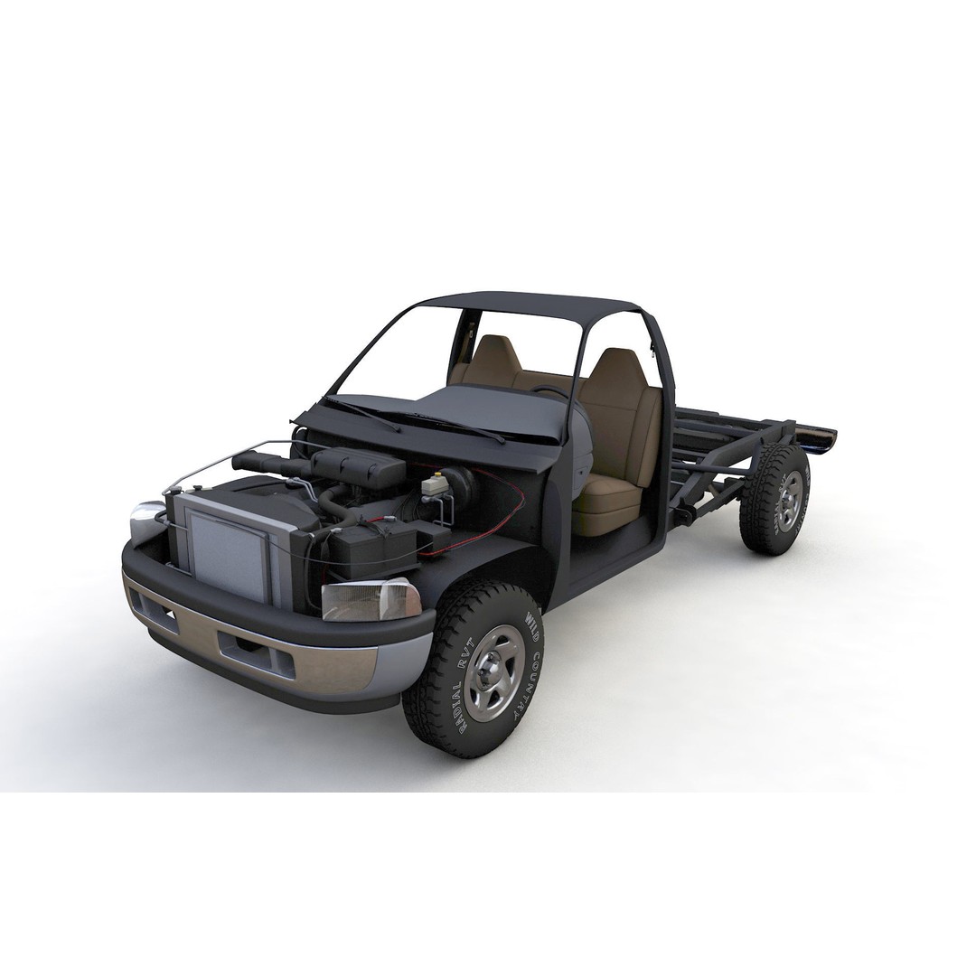 Dodge RAM 1500 V8 Single Cab 3D Model – High Poly Truck Asset, FBX - View 4