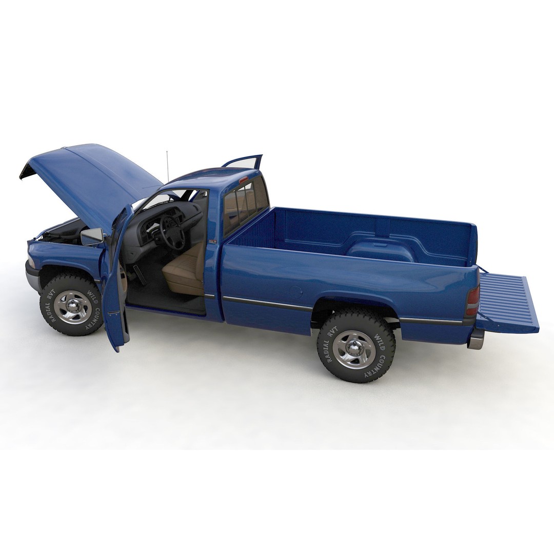 Dodge RAM 1500 V8 Single Cab 3D Model – High Poly Truck Asset, FBX - View 7