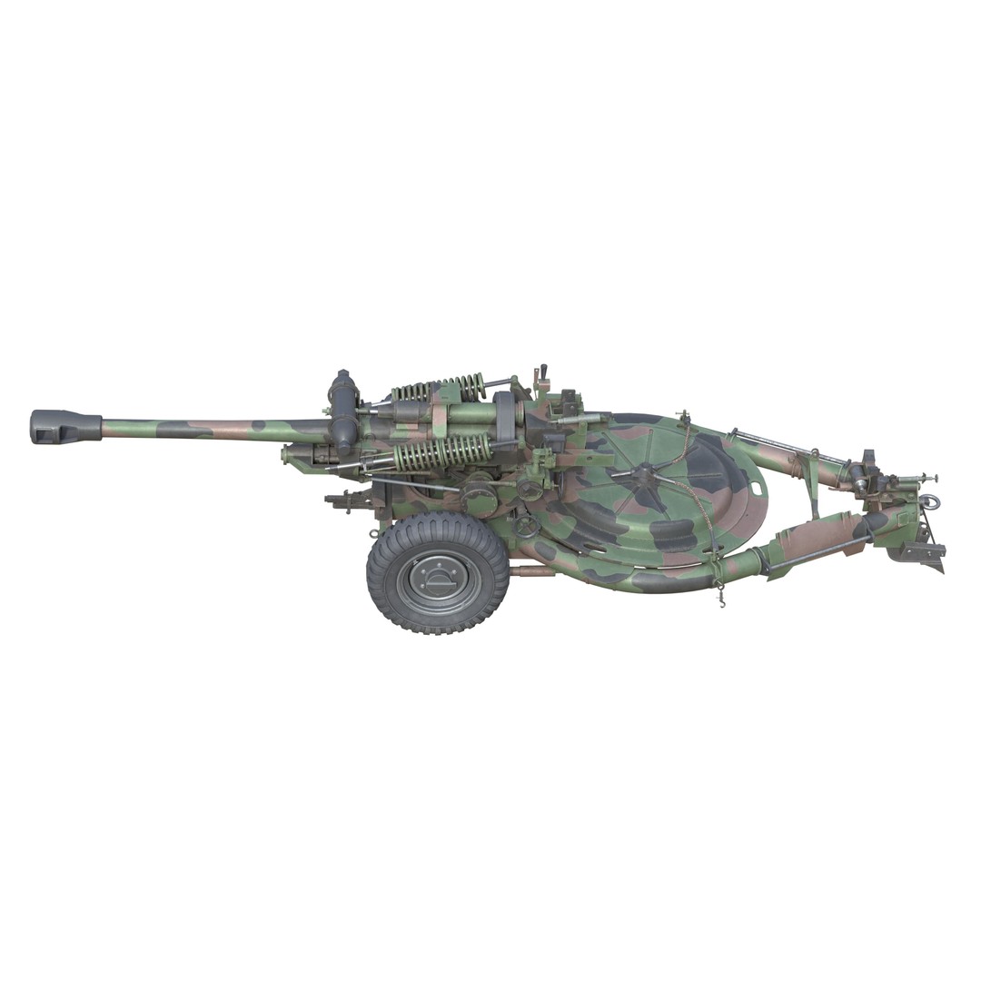 Field Howitzer M119 3D Model – Low Poly Military Vehicle, FBX, PBR Textures - View 10