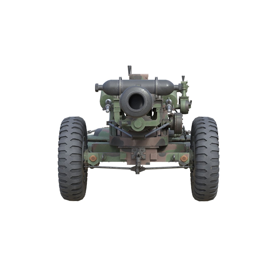 Field Howitzer M119 3D Model – Low Poly Military Vehicle, FBX, PBR Textures - View 11