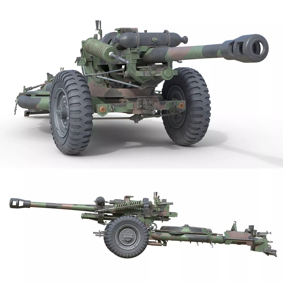 Field Howitzer M119 3D Model – Low Poly Military Vehicle, FBX, PBR Textures - View 2